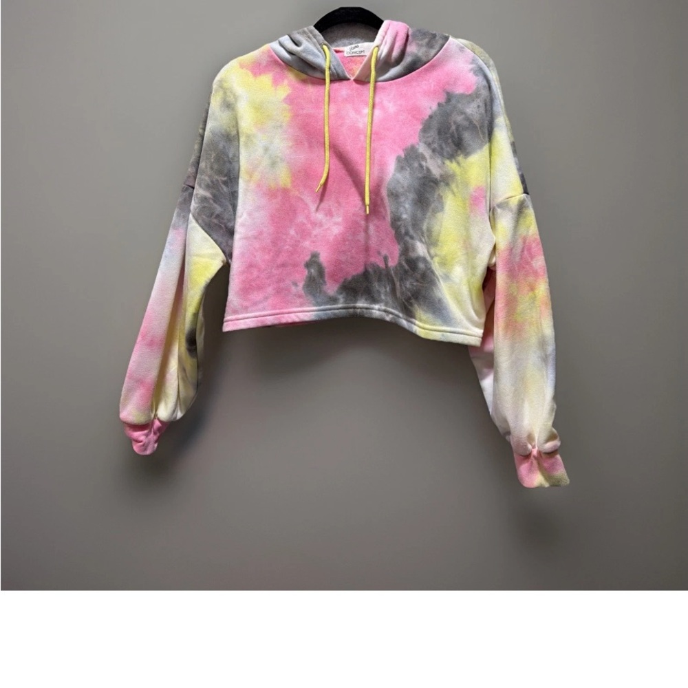 Roma Concept By Rosee Vibrant Storm Tie-Dye Cropped Hoodie Casual size Med